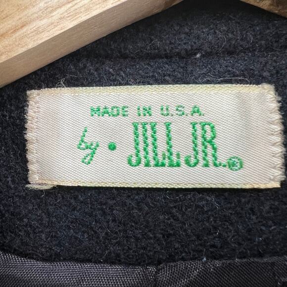 Jill Jr. MEDIUM American VINTAGE 70s Black Wool Blend Opera Over Trench Coat - Picture 12 of 12